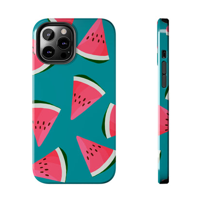 Watermelon Bliss iPhone Case – Vibrant Summer Fruit Design on Teal Background