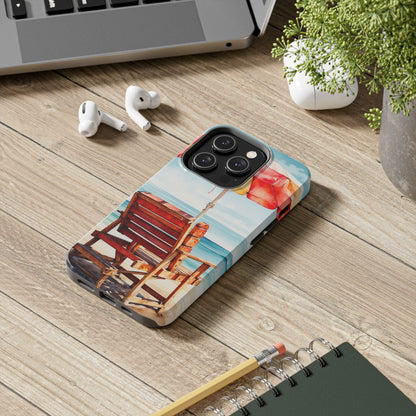 Beachfront Sunset Lounge iPhone Case – Vibrant Watercolor Design