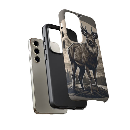 Monochrome Majesty – Regal Stag Samsung Galaxy Phone Case