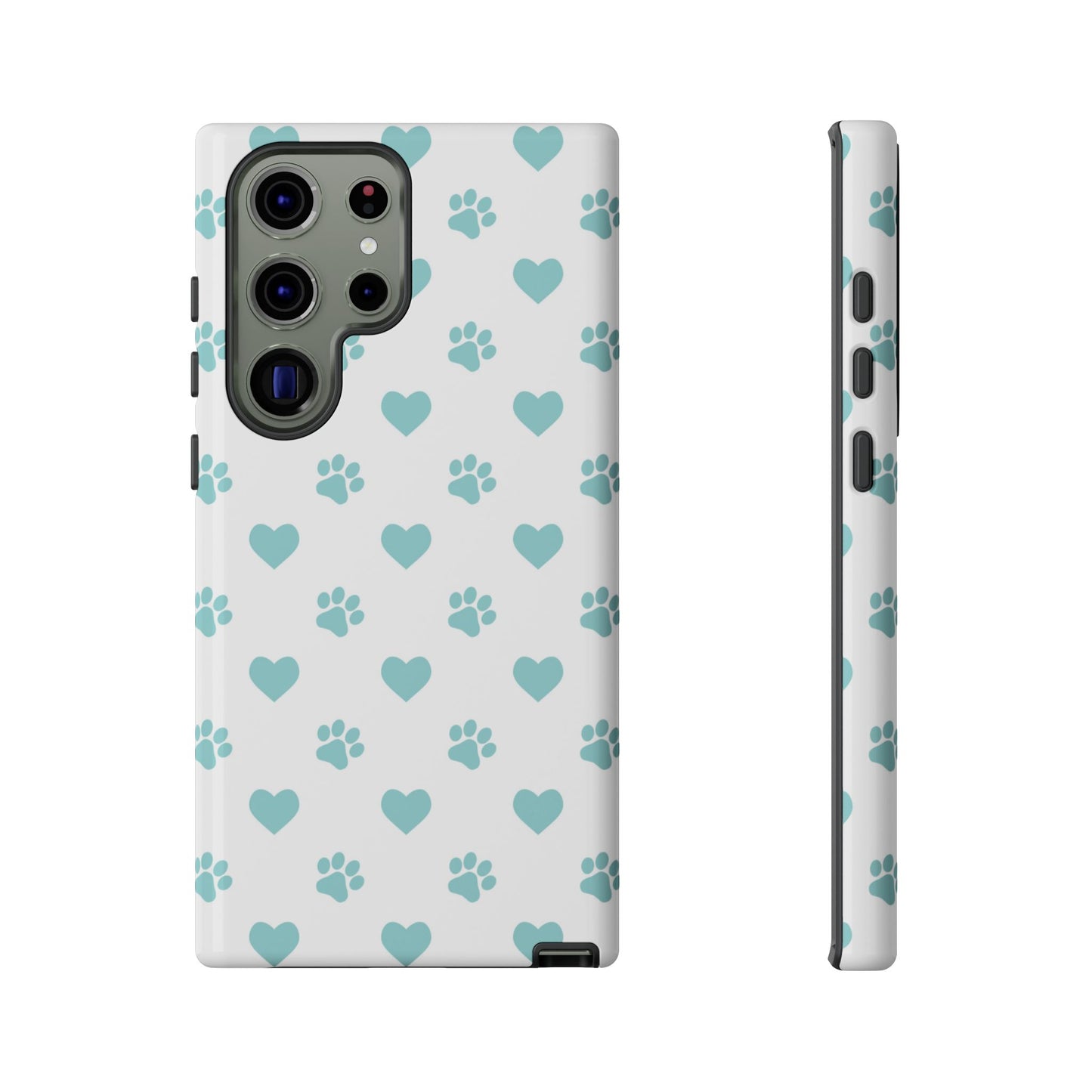 Mint Green Paw Print & Heart Samsung Galaxy Case – Cute Pet Lover’s Design