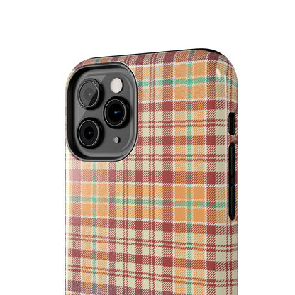 Retro Chic Plaid iPhone Case in Red, Orange, Green & Cream – Classic Vintage Style