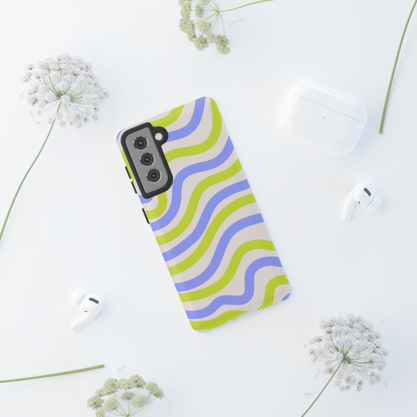 Neon Wave Samsung Galaxy Case – Bold Dual-Layer Protection with 70s-Inspired Vibe