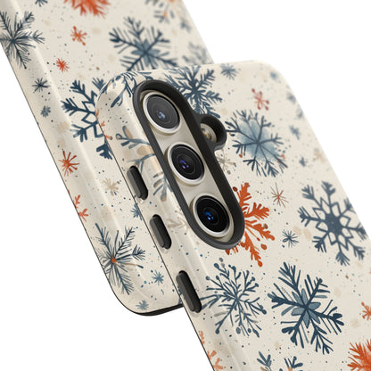 Rustic Orange and Blue Snowflake Pattern – Samsung Galaxy Series Case