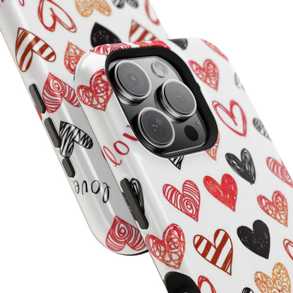 MagSafe Case: Hand-Drawn Hearts & Love