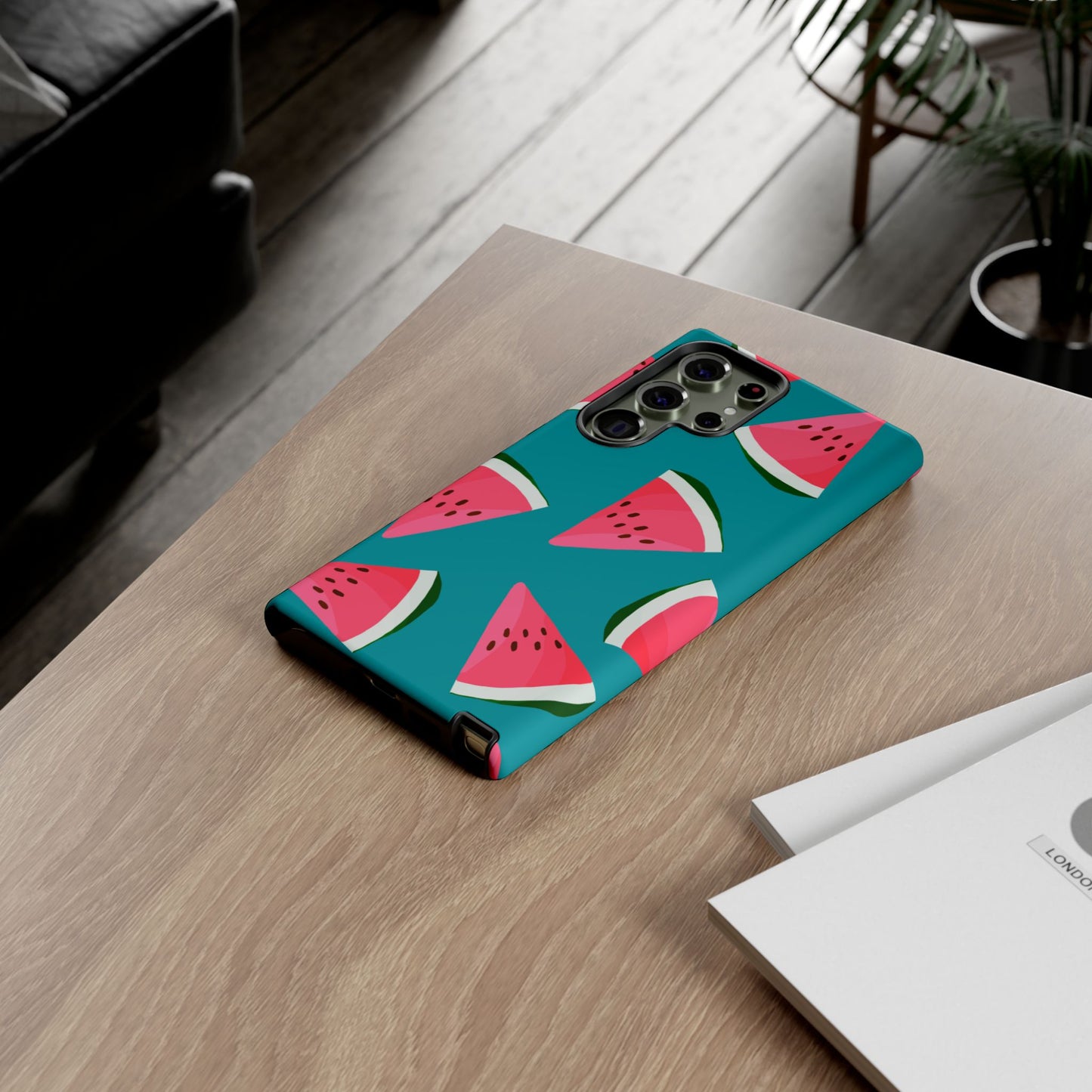 Watermelon Bliss Samsung Galaxy Case – Vibrant Summer Fruit Design on Teal Background