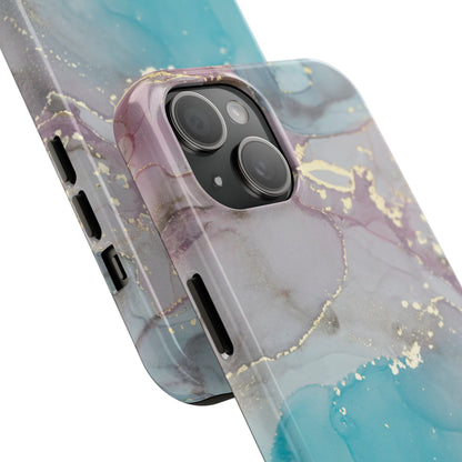 Sky Blue & Purple Marble Wave – iPhone Case with Fluid Swirl Pattern