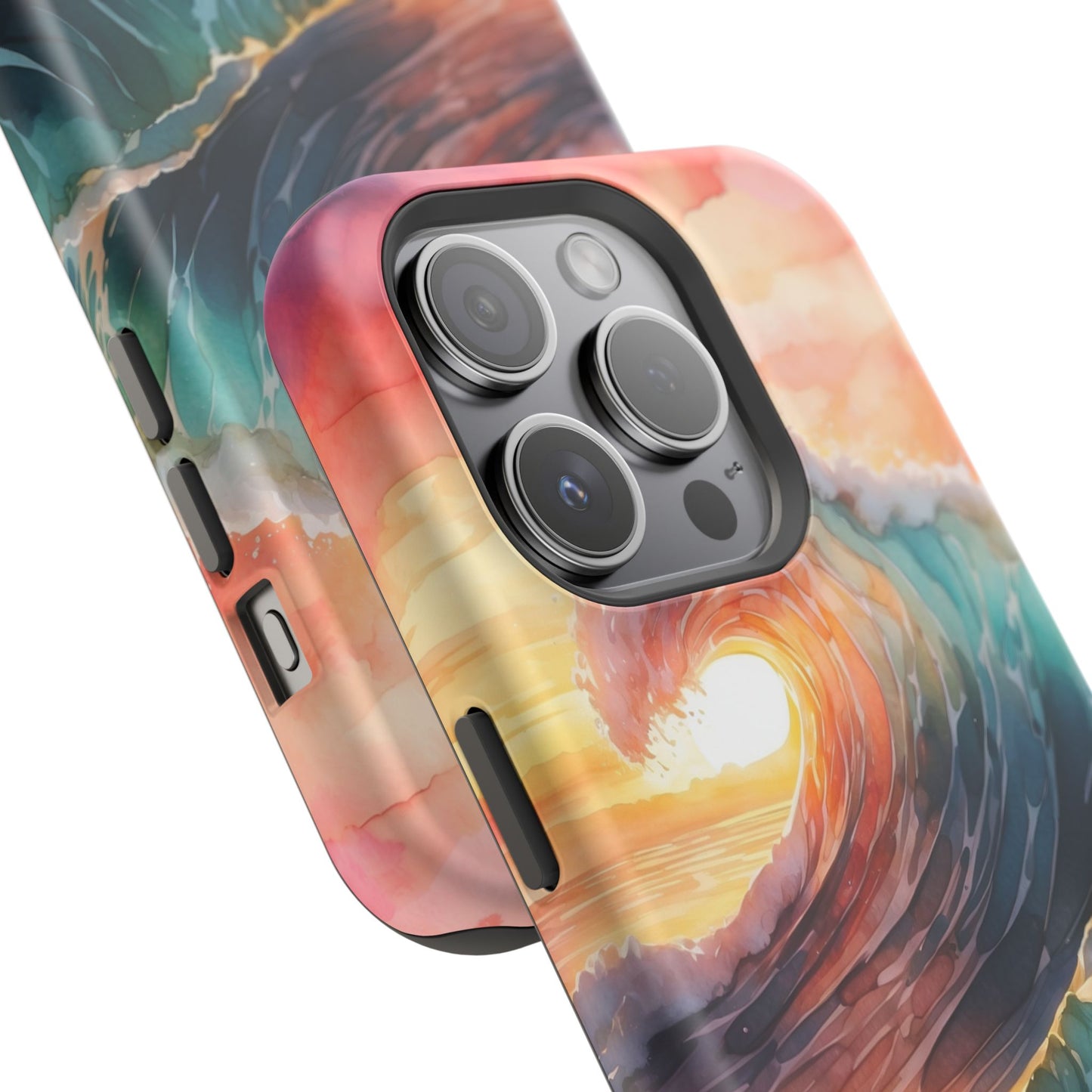 Ocean Sunrise Wave MagSafe iPhone Case – Vibrant Watercolor Wave Design