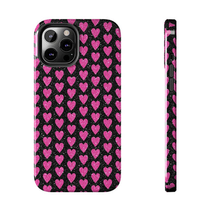 Glitter Pink Hearts iPhone Case