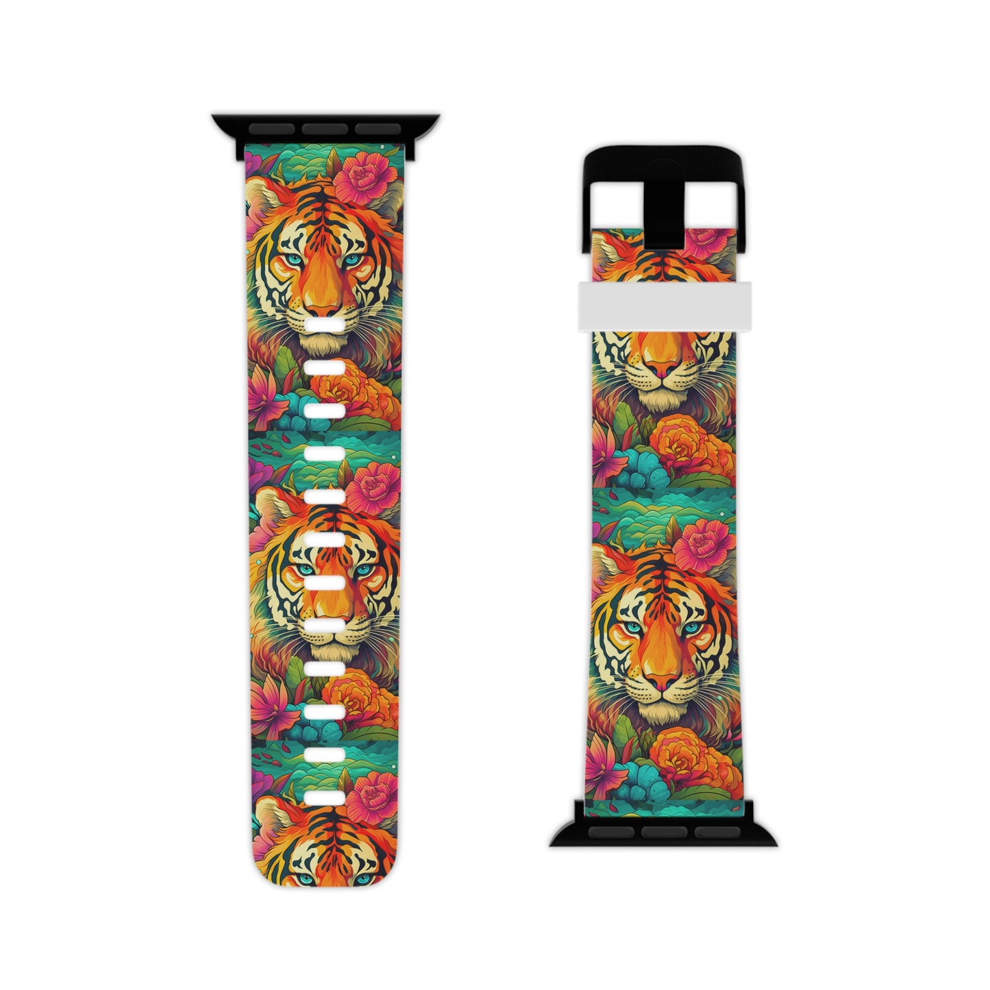 Fierce Rainbow Tiger Art Apple Watch Band