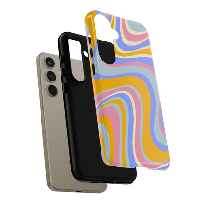 Groovy Pastel Waves Samsung Galaxy Case – 70s-Inspired Design with Dual-Layer Protection