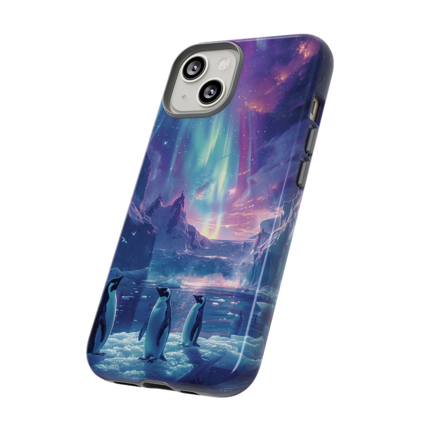 Penguin Parade Northern Lights iPhone Case