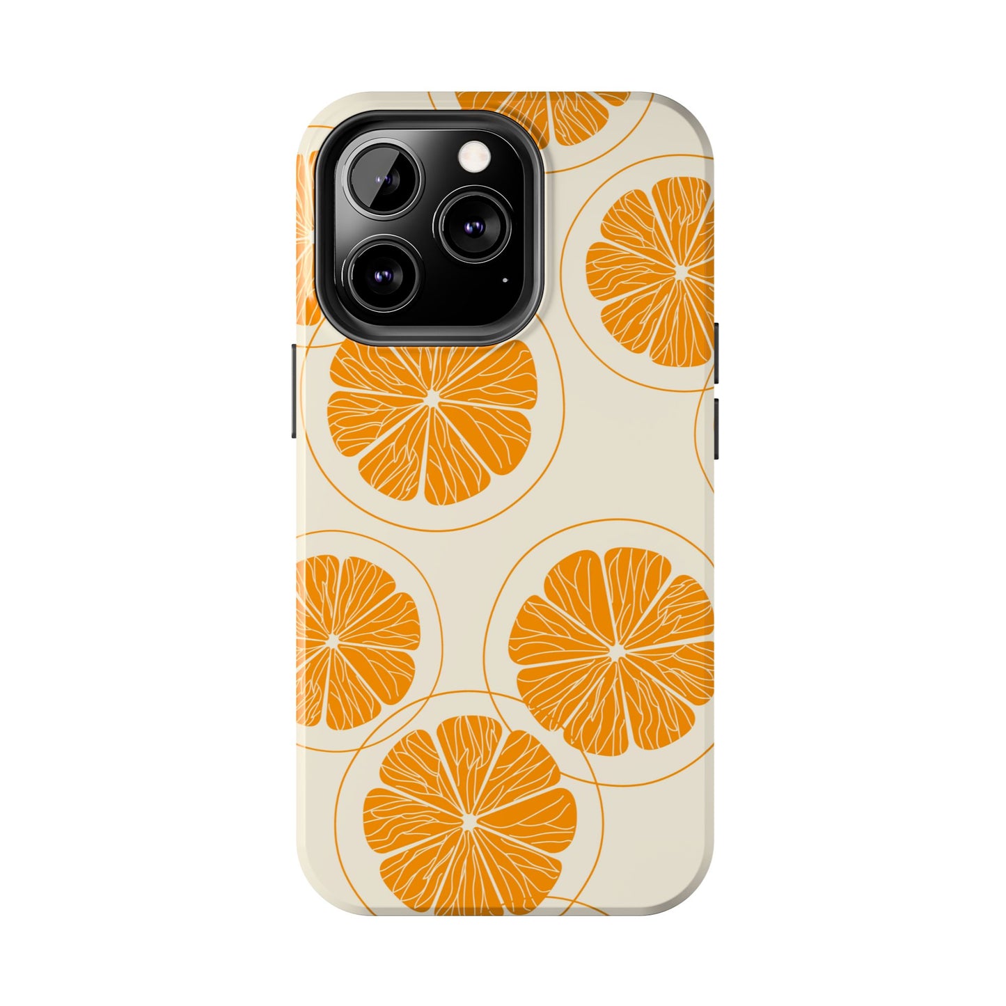 Citrus Burst Pattern Tough iPhone Case – Bold Orange Design, Shockproof Protection - BOGO Cases