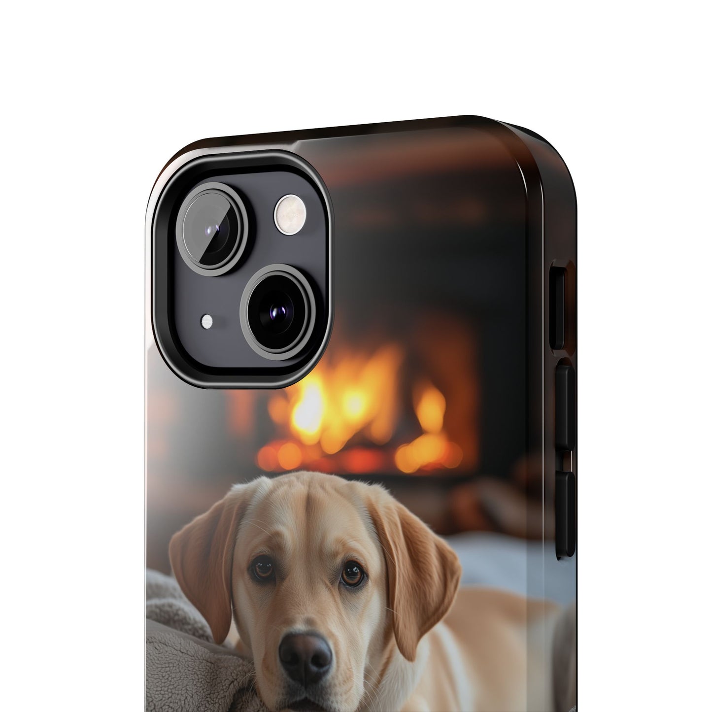 Cozy Golden Retriever by the Fireplace - iPhone Series Case