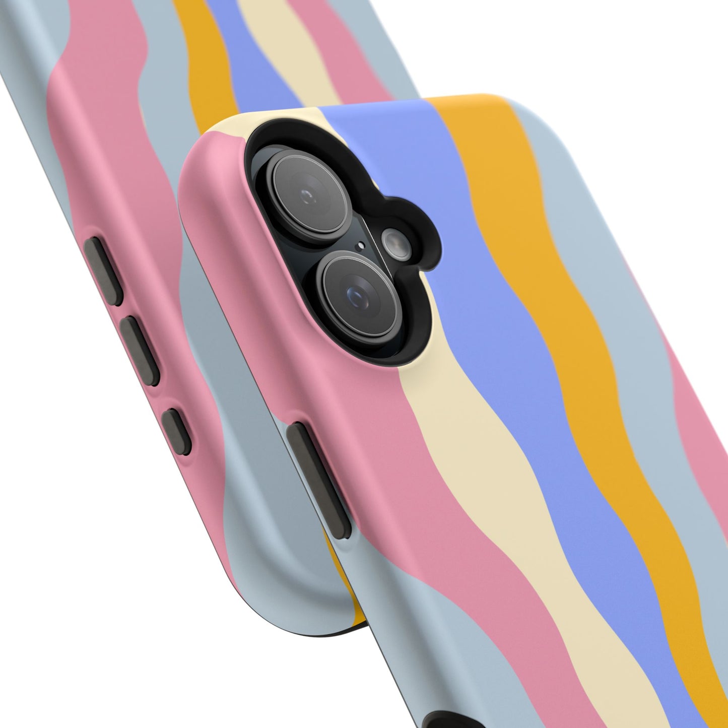 Pastel Radiance MagSafe iPhone Case – 70s-Inspired Dual-Layer Design with Wavy Sunburst Pattern