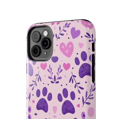 Pastel Paw Print iPhone Case - Cute Pet-Themed Floral Protective Cover