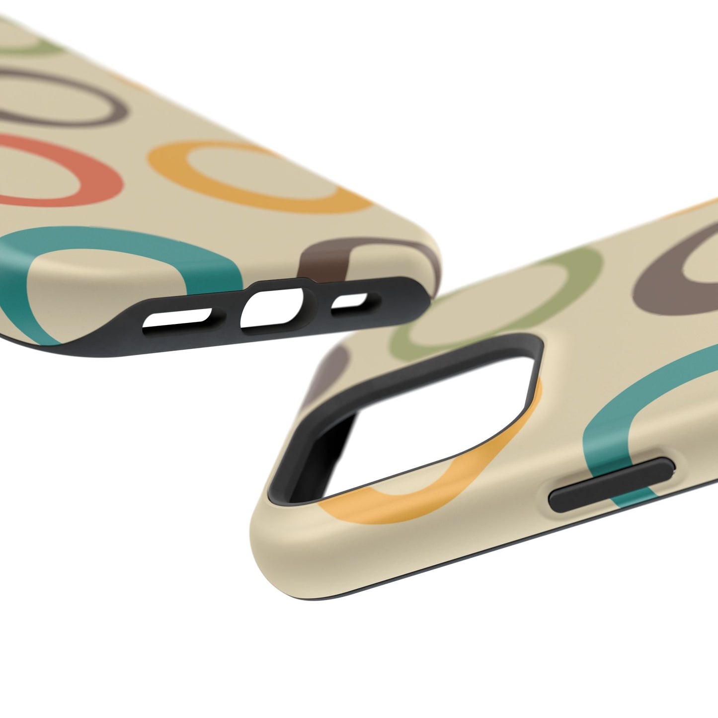 Retro Colorful Rings MagSafe iPhone Case – Shockproof, Matte Finish, Dual-Layer Protection