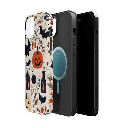 Charming Halloween MagSafe iPhone Case – Pumpkin, Bats, and Spooky Lantern Design