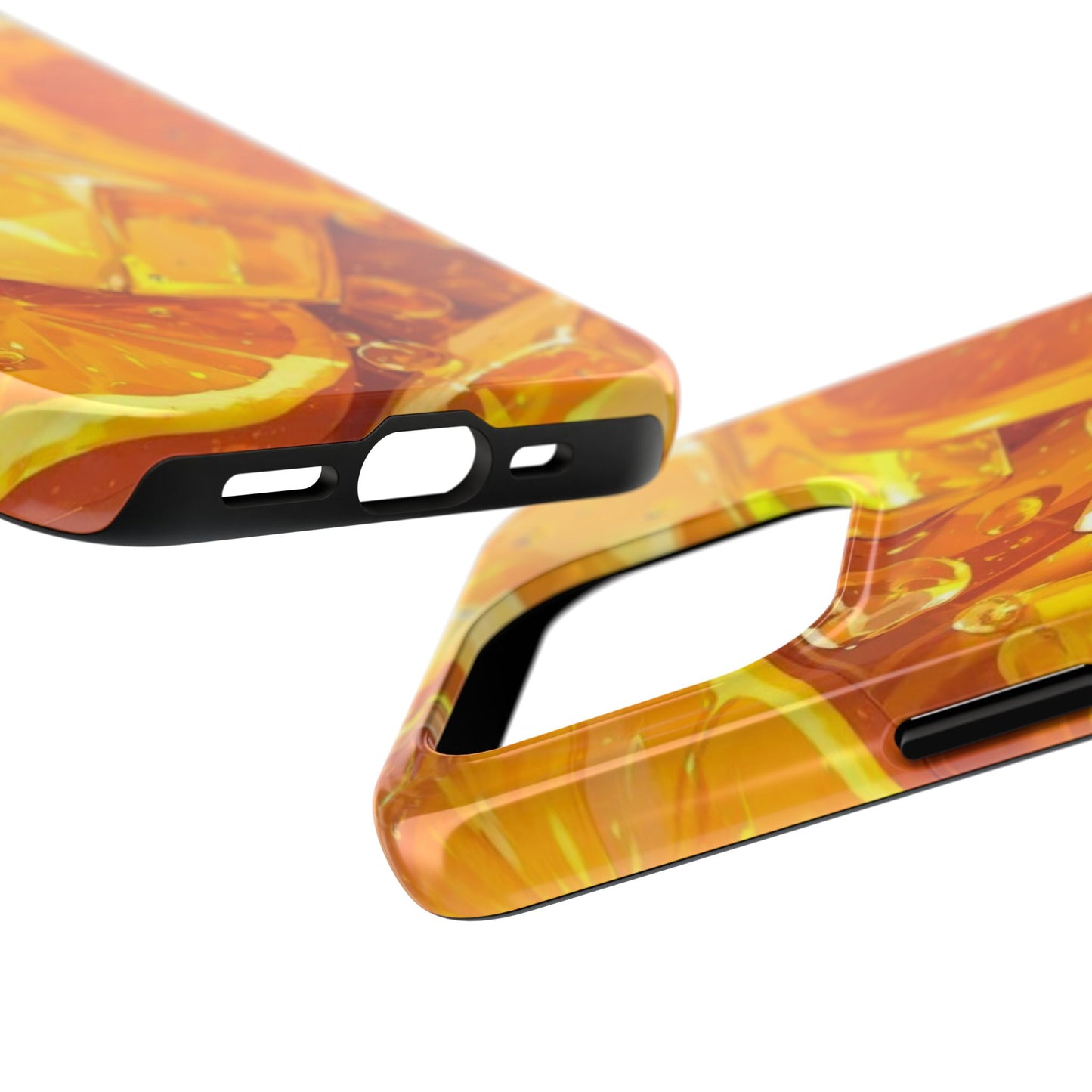 Citrus Splash iPhone Case – Bright Orange Slices & Ice, Dual-Layer Protection