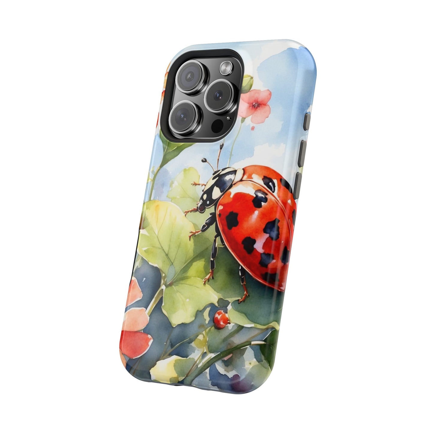 Watercolor Ladybug & Poppy Fields - MagSafe iPhone Case