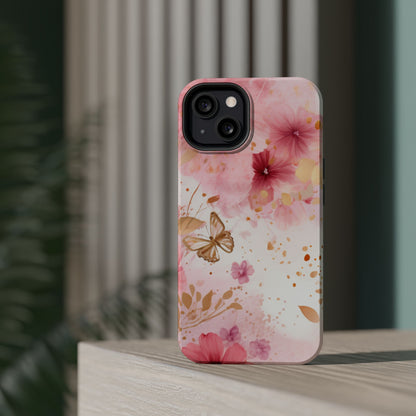 Blush Pink Floral Butterfly - MagSafe iPhone Case