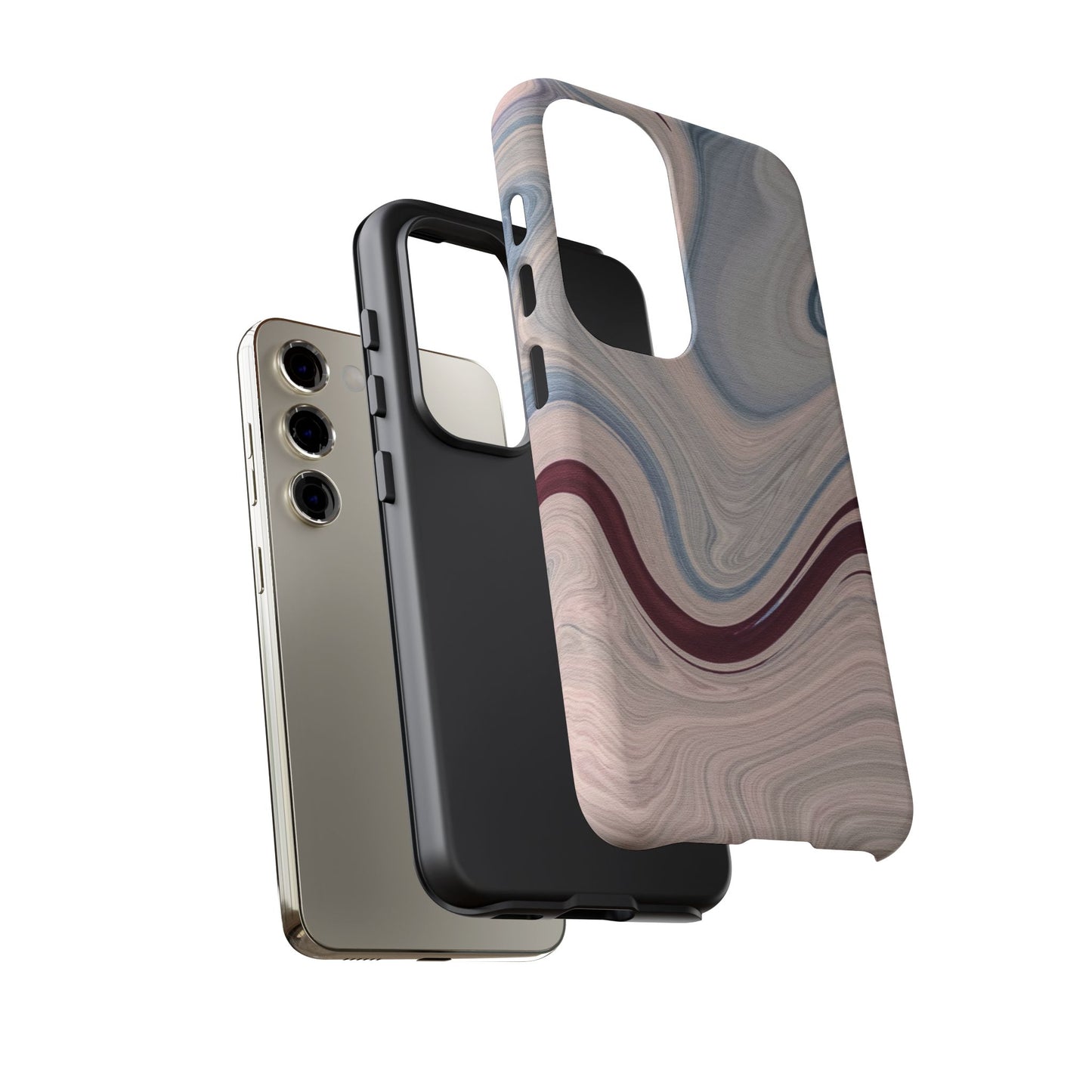 Marble Swirl Elegance – Samsung Galaxy Case in Blue & Blush Abstract Design