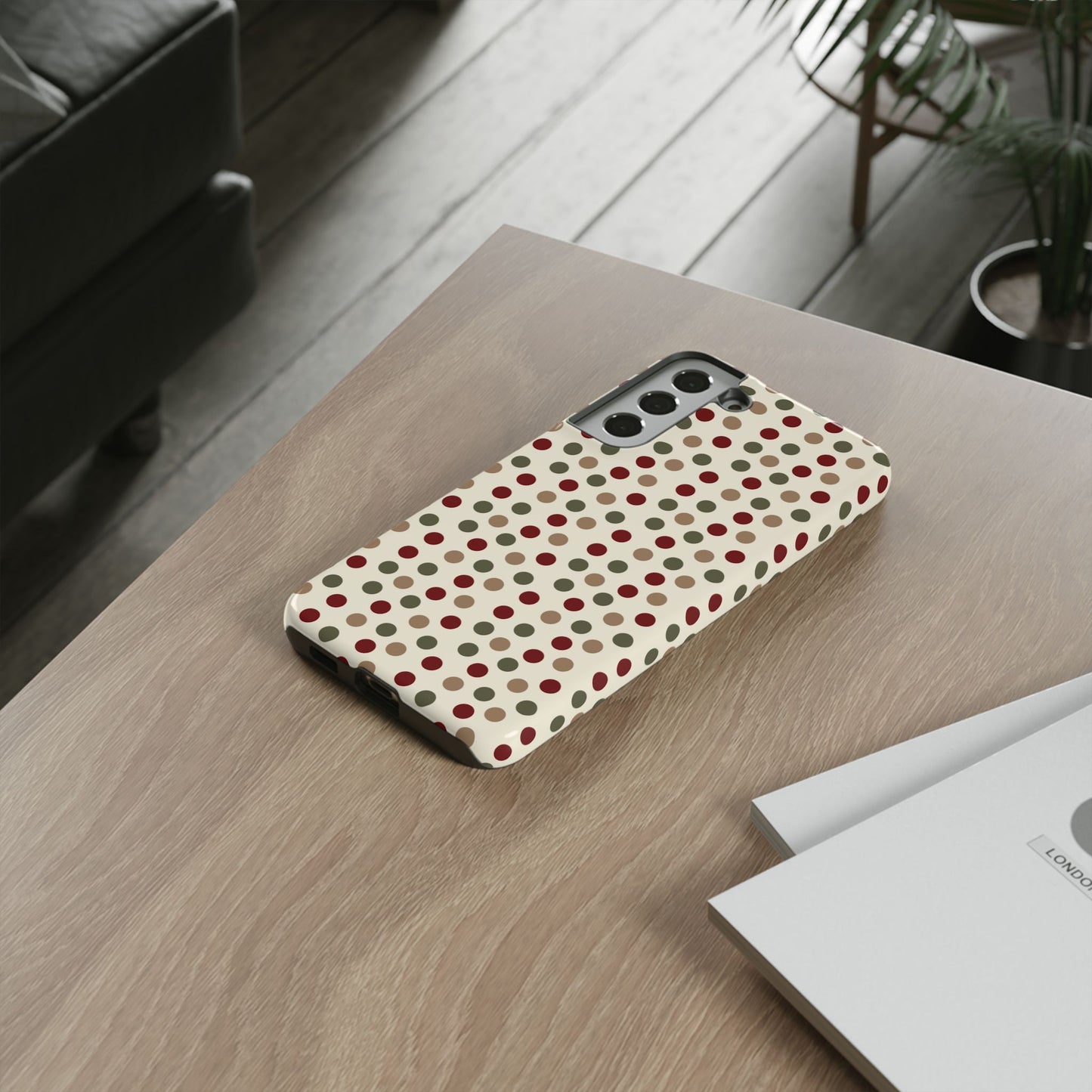 Festive Red & Green Polka Dots on Cream – Samsung Galaxy Case