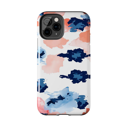 Abstract Coral & Navy Watercolor Design – iPhone Case