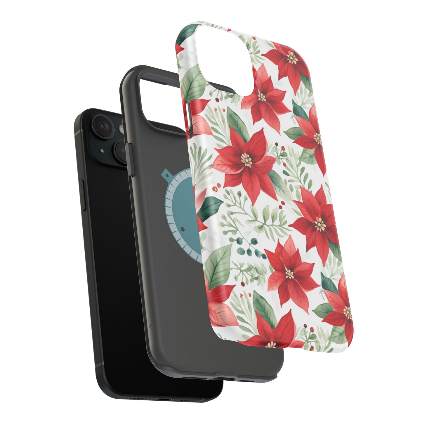 Festive Poinsettia Holiday Pattern – MagSafe iPhone Series Case