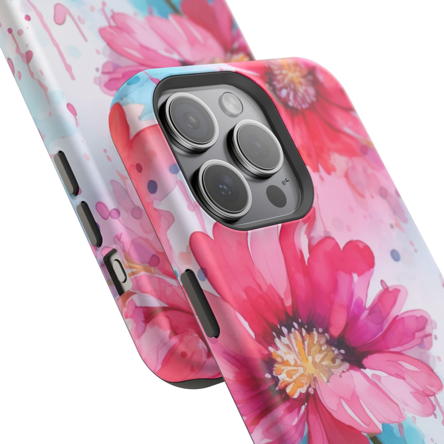 Vibrant Watercolor Red & Pink Floral - MagSafe iPhone Case