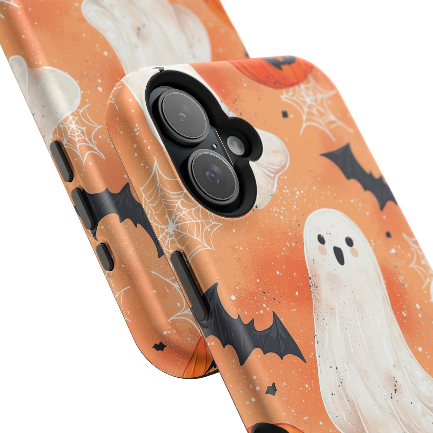 Spooky Cute Ghost MagSafe iPhone Case – Halloween Ghosts, Pumpkins, Bats & Cobwebs Design