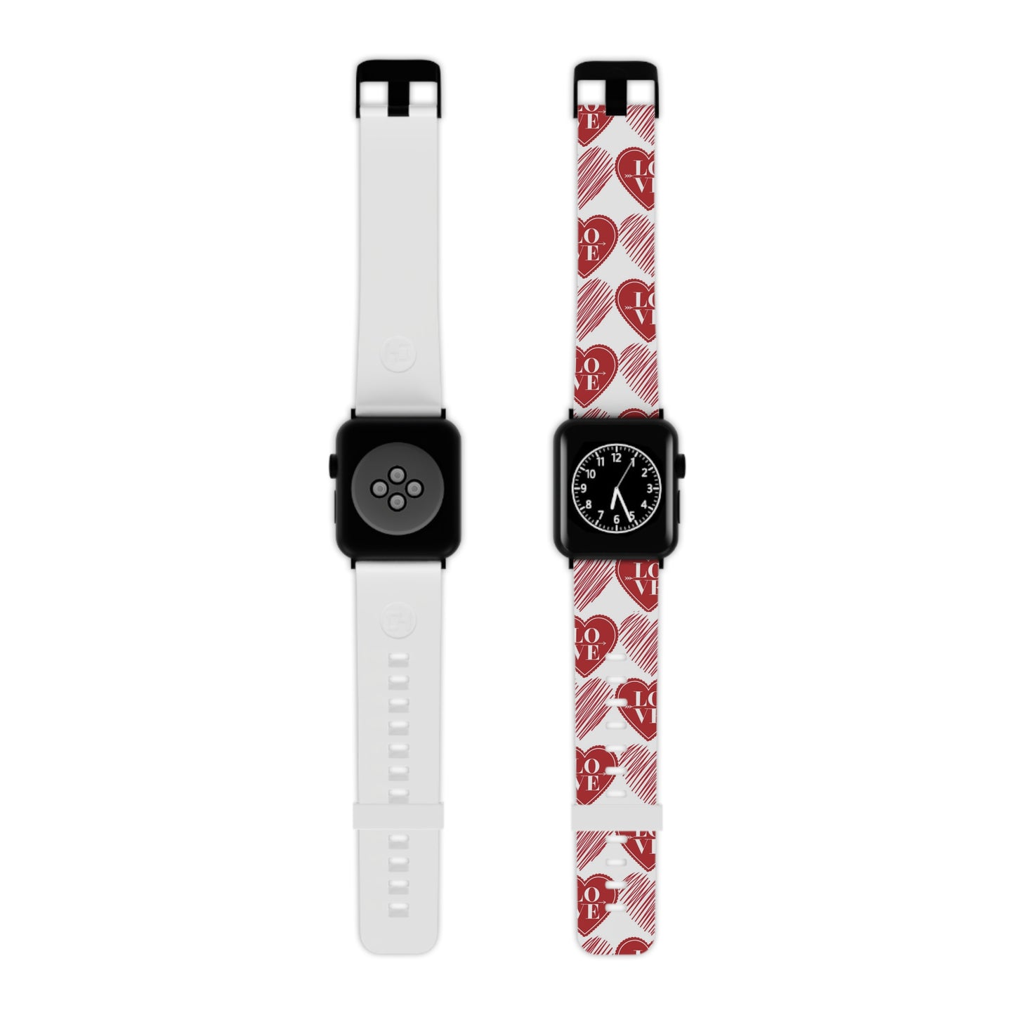 Red Love Heart Pattern Apple Watch Band