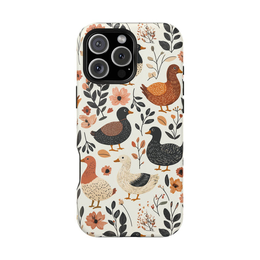 MagSafe iPhone Case: Vintage Duck – Floral & Leaf Design