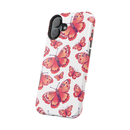 Coral Butterfly MagSafe iPhone Case – Slim, Protective Design with Bold Watercolor Print