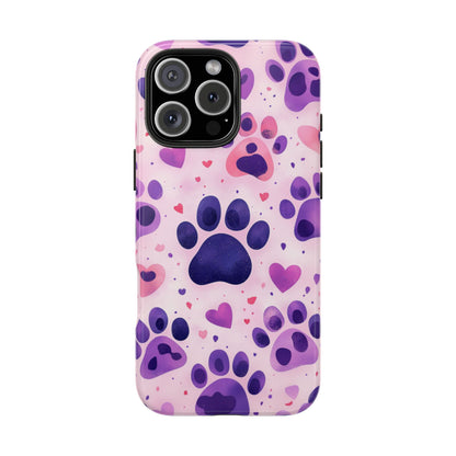 Purple Paw Print iPhone Case - Playful Pet Lover’s Protective Cover