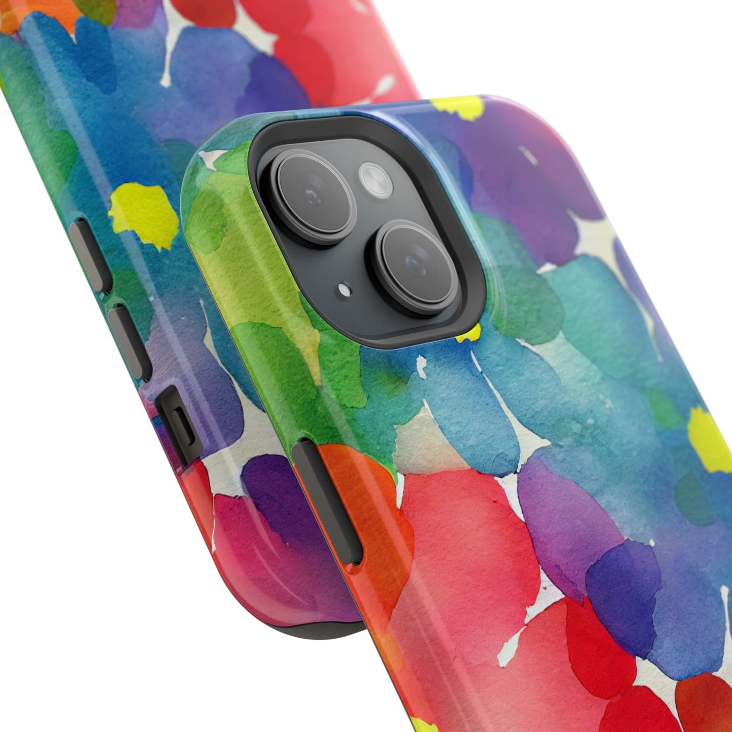 Rainbow Bloom Watercolor MagSafe iPhone Case – Slim Design, Glossy Finish