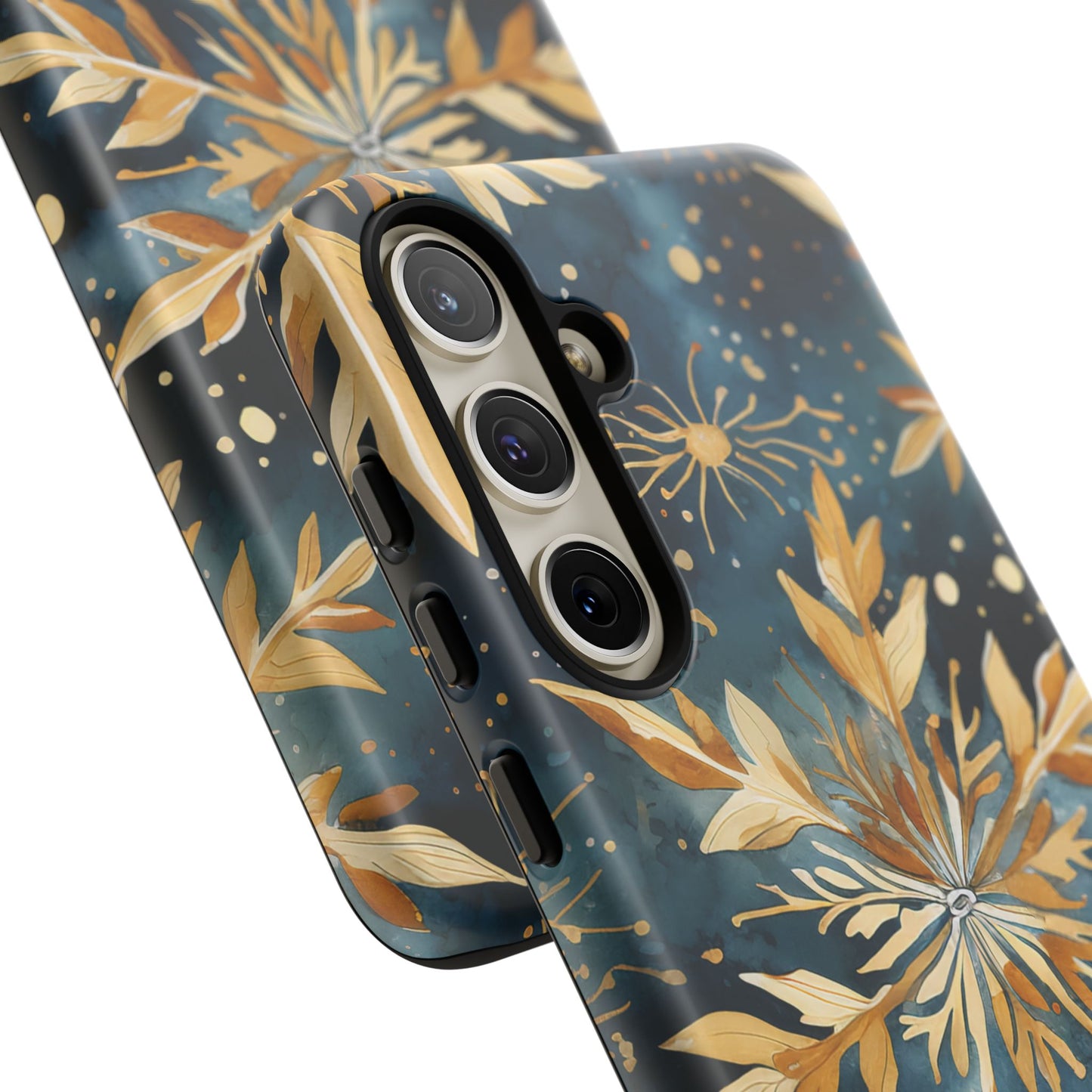 Gold Floral Snowflakes on Midnight Blue - Samsung Galaxy Series Case