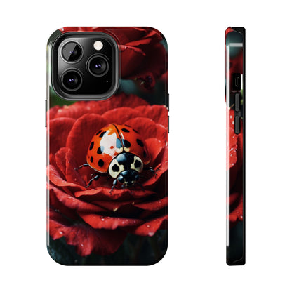 Elegant Rose & Ladybug Charm - iPhone Series Case