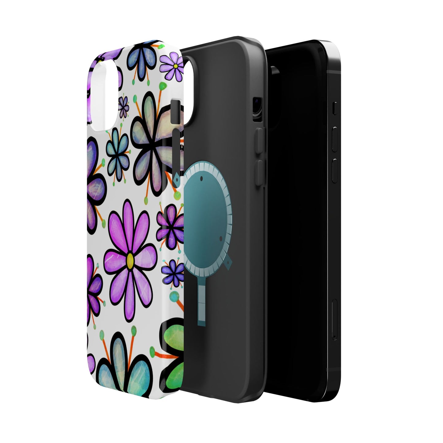 Whimsical Lavender Floral MagSafe iPhone Case – Ultra-Slim, High-Gloss Finish