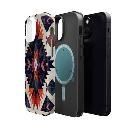 Boho Tribal Starburst Tough MagSafe iPhone Case – Vibrant Geometric Design, Dual-Layer Protection