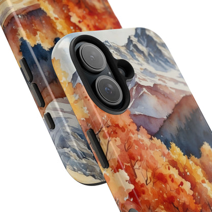 Watercolor Autumn Forest and Mountains - iPhone Case