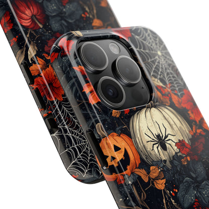 Hauntingly Elegant Halloween iPhone Case – Pumpkins, Spiders, and Autumn Leaves Design - BOGO Cases