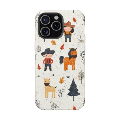 Cowboy Adventures Tough MagSafe iPhone Case – Cute Western Theme, Dual-Layer Protection