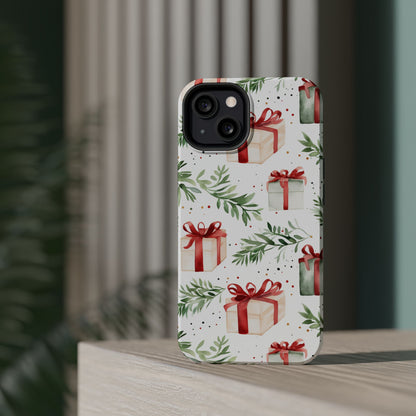 Watercolor Holiday Gifts & Greenery - MagSafe iPhone Series Case