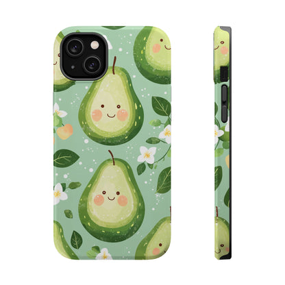 Smiling Avocados Tough MagSafe iPhone Case – Cute Avocado Design, Dual-Layer Protection