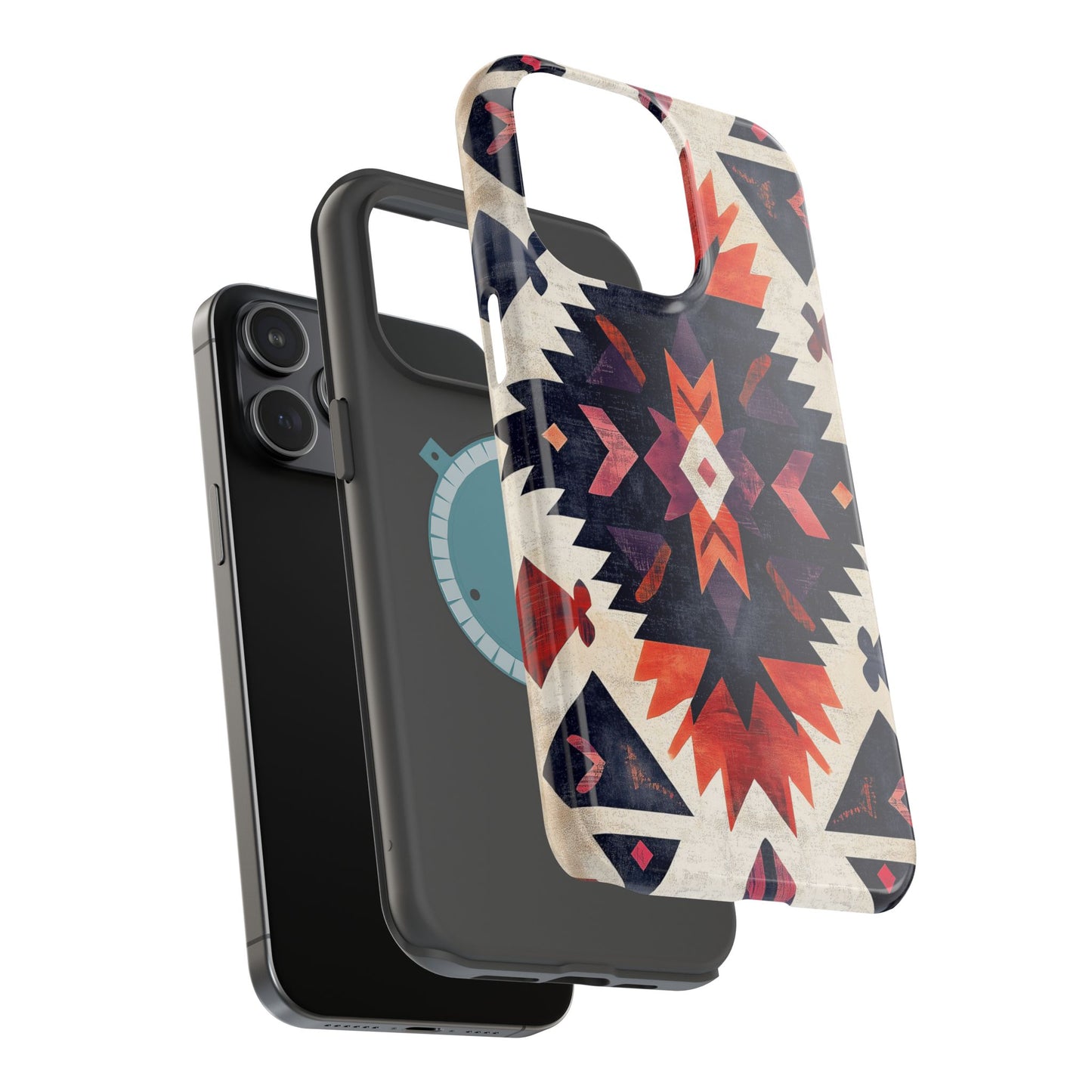 Boho Tribal Starburst Tough MagSafe iPhone Case – Vibrant Geometric Design, Dual-Layer Protection