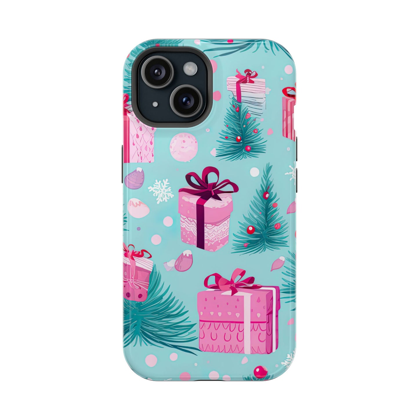 Festive Pink Christmas Gifts and Evergreen MagSafe iPhone Case – Holiday Theme, Protective Cover