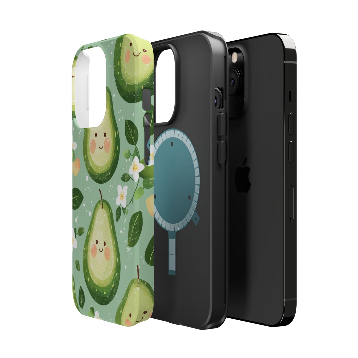 Smiling Avocados Tough MagSafe iPhone Case – Cute Avocado Design, Dual-Layer Protection