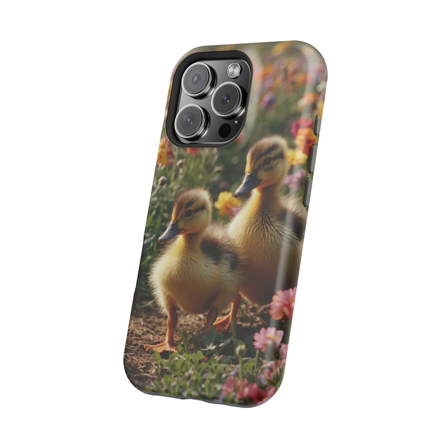 Charming Ducklings in Floral Garden - MagSafe iPhone Case