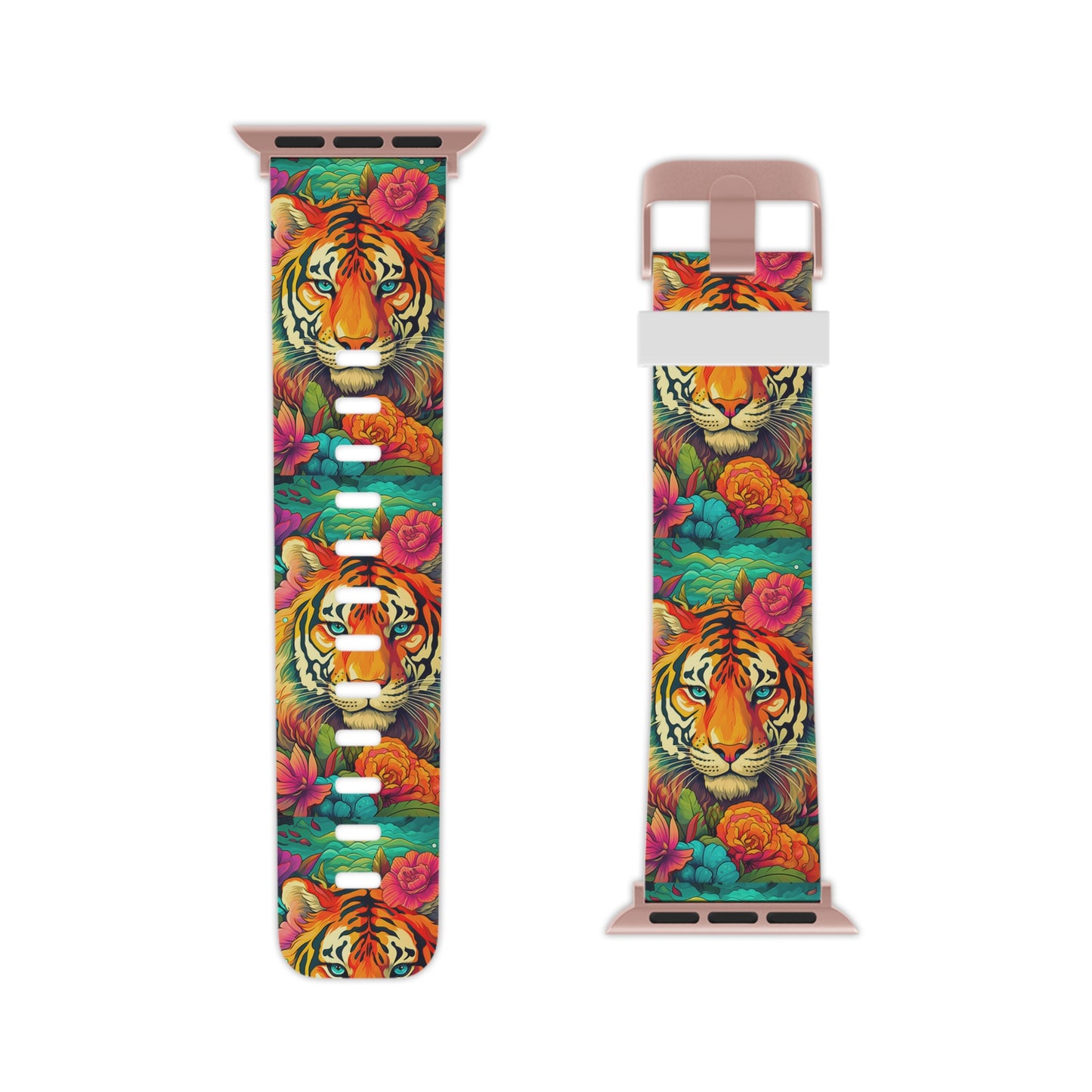 Fierce Rainbow Tiger Art Apple Watch Band