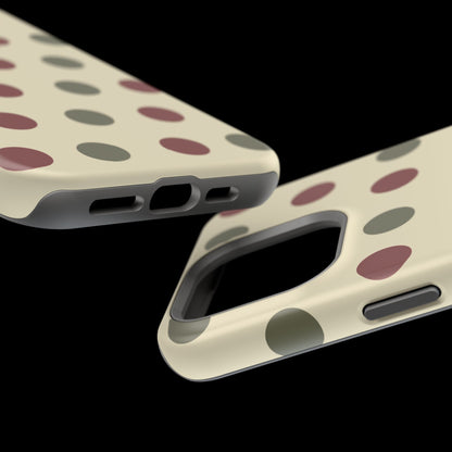 Red & Green Polka Dots on Cream – MagSafe iPhone Case